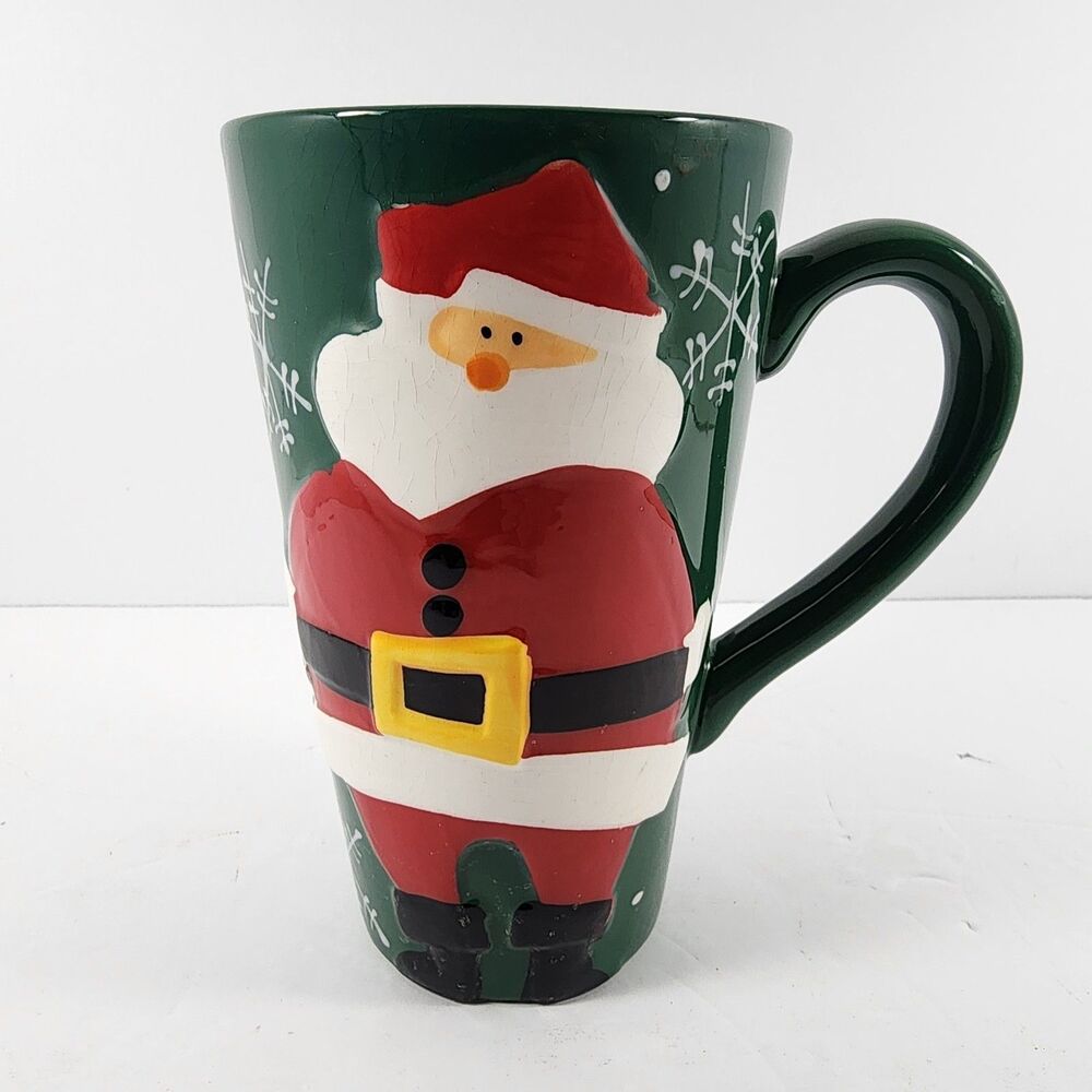 Santa Ceramic Green 16oz Coffee Mug Cup